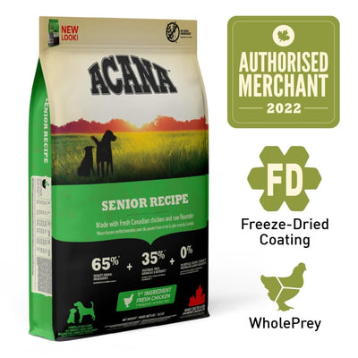 ACANA [33% OFF + FREE FOOD 340G] ACANA Heritage Senior Freeze-Dried Coated Dry Dog Food (2 Sizes) Dog Food & Treats