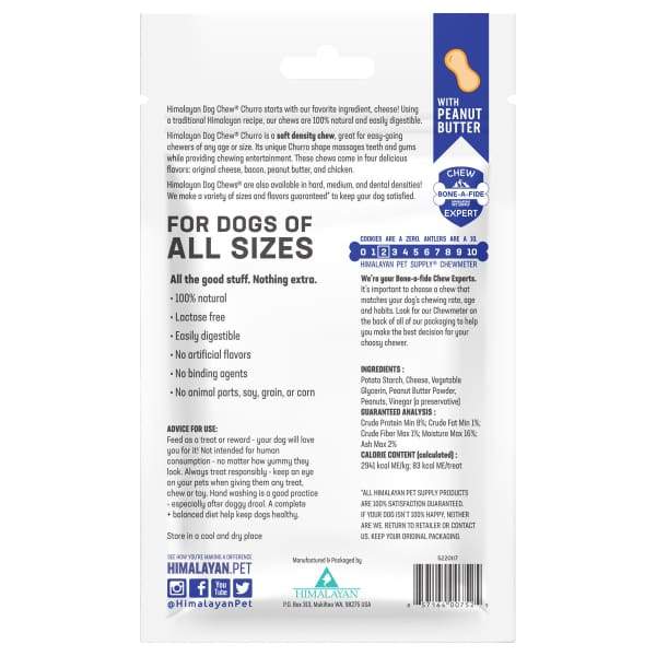 Himalayan Pet Supply [3 FOR $29] Himalayan Pet Supply CHURRO Peanut Butter Dog Chew Dog Food & Treats