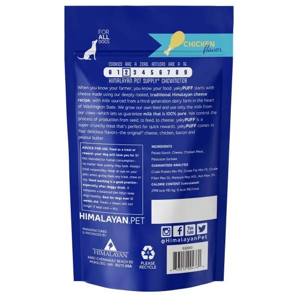 Himalayan Pet Supply [3 FOR $29] Himalayan Pet Supply yakyPUFF Chicken Dog Chew Dog Food & Treats
