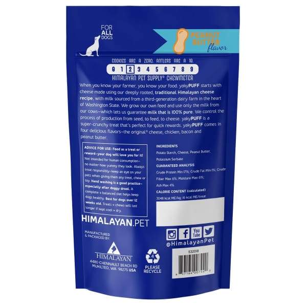 Himalayan Pet Supply [3 FOR $29] Himalayan Pet Supply yakyPUFF Peanut Butter Dog Chew Dog Food & Treats
