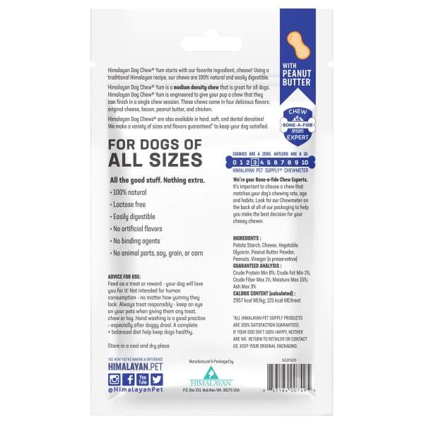 Himalayan Pet Supply [3 FOR $29] Himalayan Pet Supply YUM Peanut Butter Dog Chew Dog Food & Treats