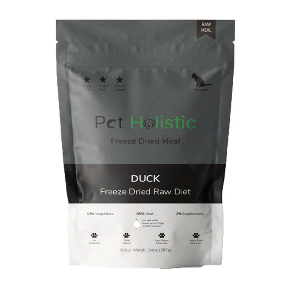Pet Holistic [3 FOR $105 | 20% OFF] Pet Holistic Duck Freeze Dried Raw Cat Food 14oz Cat Food & Treats