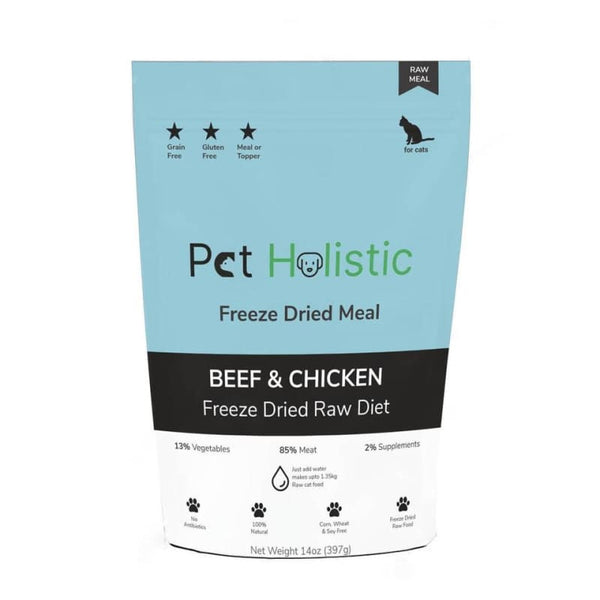 Pet Holistic [4 FOR $140 | 20% OFF] Pet Holistic Beef & Chicken Freeze Dried Raw Cat Food 14oz Cat Food & Treats