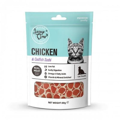 Jerky Time Jerky Time Chicken Jerky with Codfish Sushi Cat Treats 80g Cat Food & Treats