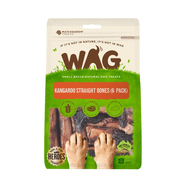 WAG WAG Kangaroo Straight Bones Air Dried Dog Treats 6 Pieces Dog Food & Treats