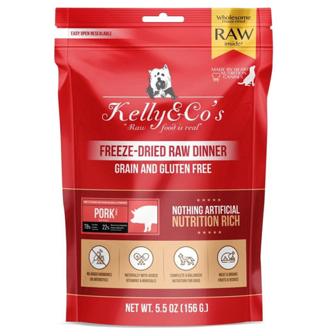Kelly & Co’s [BUY 1 FREE 1] Kelly & Co’s Pork Freeze-Dried Raw Dinner Dog Food 5.5oz Dog Food & Treats