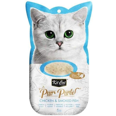 Kit Cat Kit Cat Purr Puree Chicken & Smoked Fish Cat Treat 60g (4 x 15g Sachets) Cat Food & Treats