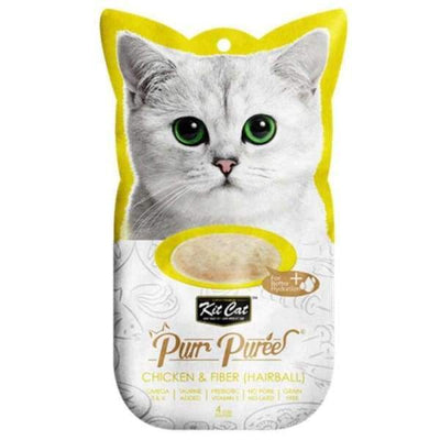 Kit Cat Kit Cat Purr Puree Chicken & Fiber (Hairball) Cat Treat 60g (4 x 15g Sachets) Cat Food & Treats