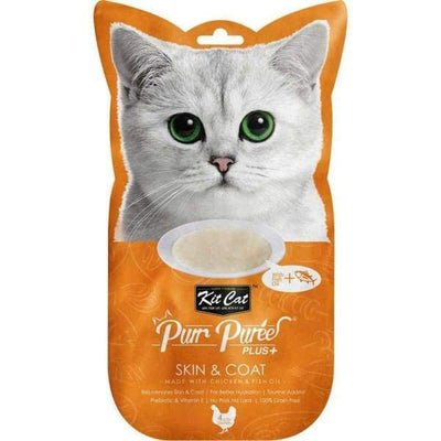 Kit Cat Kit Cat Purr Puree Plus Skin & Coat Chicken Cat Treats 60g (4 x 15g Sachets) Cat Food & Treats