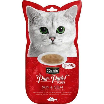 Kit Cat Kit Cat Purr Puree Plus Skin & Coat Tuna Cat Treats 60g (4 x 15g Sachets) Cat Food & Treats