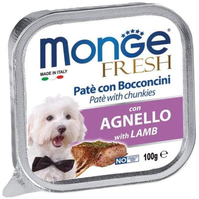 Monge Monge Fresh Pate & Chunkies with Lamb Tray Dog Food 100g Dog Food & Treats