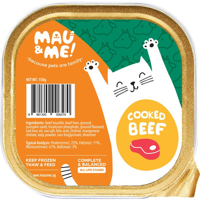 Mau&Me Mau&Me Beef Cooked Frozen Cat Food 1.2kg Cat Food & Treats