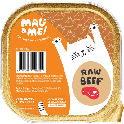 Mau&Me Mau&Me Beef Frozen Raw Cat Food 1.2kg Cat Food & Treats