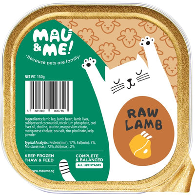Mau&Me Mau&Me Lamb Frozen Raw Cat Food 1.2kg Cat Food & Treats