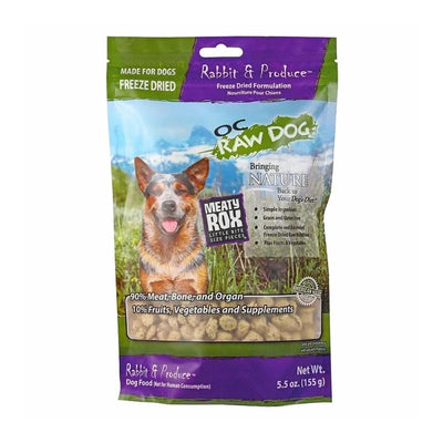 OC Raw Dog [2 FOR $54] OC Raw Dog Meaty Rox Rabbit & Produce Freeze Dried Meal Mixers / Toppers for Dog 5.5oz Dog Food & Treats