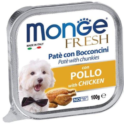 Monge Monge Fresh Pate & Chunkies with Chicken Tray Dog Food 100g Dog Food & Treats