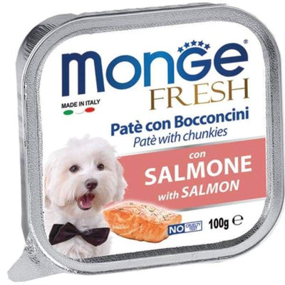 Monge Monge Fresh Pate & Chunkies with Salmon Tray Dog Food 100g Dog Food & Treats