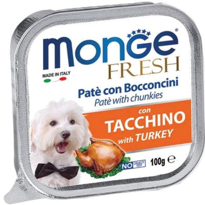 Monge Monge Fresh Pate & Chunkies with Turkey Tray Dog Food 100g Dog Food & Treats