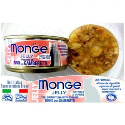 Monge Monge Yellowfin Tuna with Shrimp in Jelly Canned Cat Food 80g Cat Food & Treats