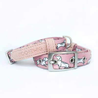 Moo + Twig [15% OFF] Moo + Twig Vegan Leather The Twiggy Blush Dog Collar Dog Accessories