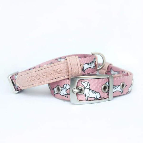 Moo + Twig [15% OFF] Moo + Twig Vegan Leather The Twiggy Blush Dog Collar Dog Accessories