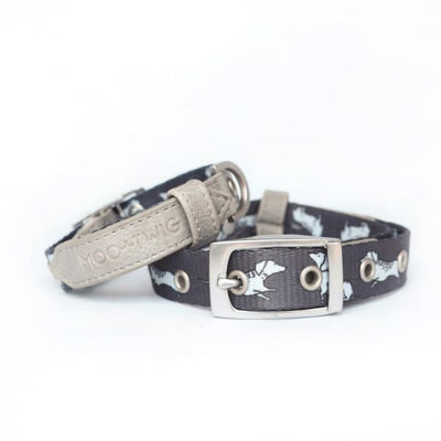 Moo + Twig [15% OFF] Moo + Twig Vegan Leather The Twiggy Charcoal Dog Collar Dog Accessories
