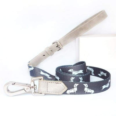 Moo + Twig [15% OFF] Moo + Twig Vegan Leather The Twiggy Charcoal Dog Leash Dog Accessories