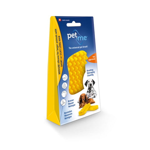 Pet + Me Pet + me Multi Functional Yellow Grooming Brush Medium Silicone for Dogs Dog Accessories