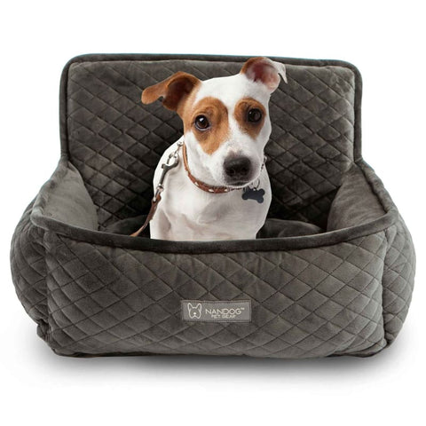 Nandog Pet Gear Nandog Plush Dark Grey Super Soft Luxe Dog Car Seat (2 Sizes) Dog Accessories