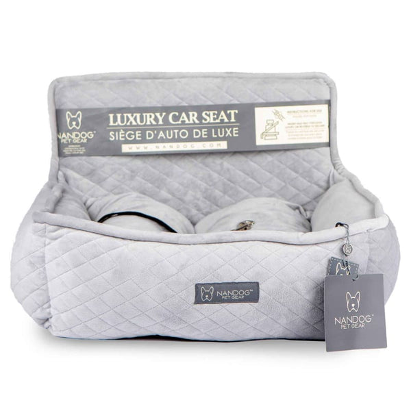 Nandog Pet Gear Nandog Plush Light Grey Super Soft Luxe Dog Car Seat (2 Sizes) Dog Accessories