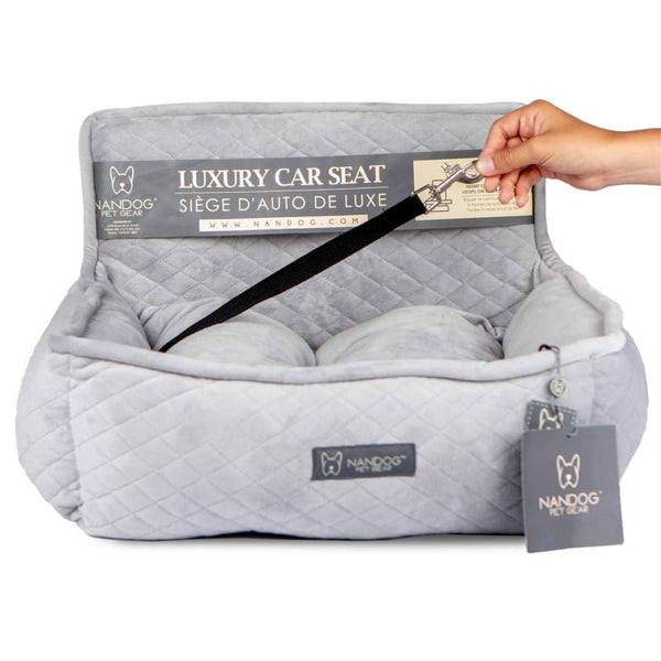 Nandog Pet Gear Nandog Plush Light Grey Super Soft Luxe Dog Car Seat (2 Sizes) Dog Accessories