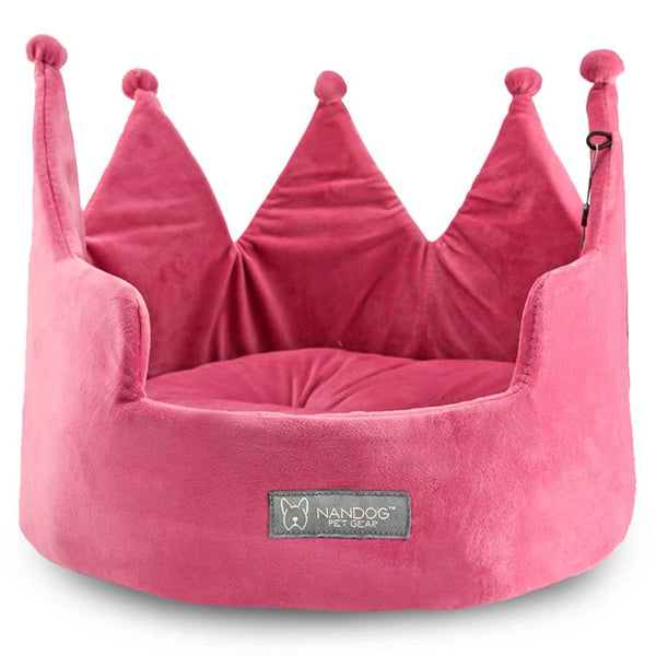 Nandog Pet Gear Nandog Pet Gear Plush Pink Super Soft Luxe Crown Bed Dog Accessories