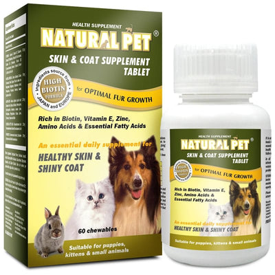20% OFF Natural Pet Skin Coat Supplement 60 Tablets with 27 Essential Vitamins Minerals