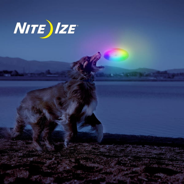 Nite Ize Nite Ize Flashlight Dog Discuit Flying Disc Soft-touch LED Frisbee Fetch Toy Dog Accessories