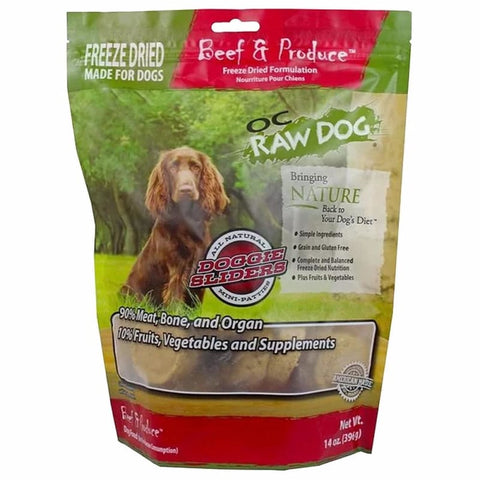 OC Raw Dog [3 FOR $128] OC Raw Dog Beef & Produce Slider Freeze Dried Dog Food 14oz Dog Food & Treats