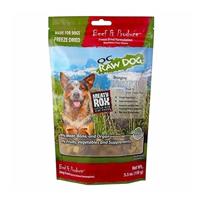 OC Raw Dog [3 FOR $54] OC Raw Dog Meaty Rox Beef & Produce Freeze Dried Meal Mixers / Toppers for Dog 5.5oz Dog Food & Treats