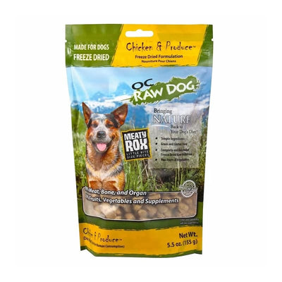 OC Raw Dog [3 FOR $54] OC Raw Dog Meaty Rox Chicken & Produce Freeze Dried Meal Mixers / Toppers for Dog 5.5oz Dog Food & Treats