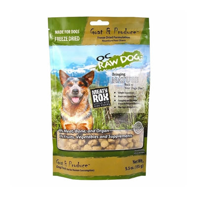 OC Raw Dog [2 FOR $54] OC Raw Dog Meaty Rox Goat & Produce Freeze Dried Meal Mixers / Toppers for Dog 5.5oz Dog Food & Treats