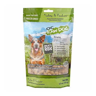 OC Raw Dog [3 FOR $54] OC Raw Dog Meaty Rox Turkey & Produce Freeze Dried Meal Mixers / Toppers for Dog 5.5oz Dog Food & Treats