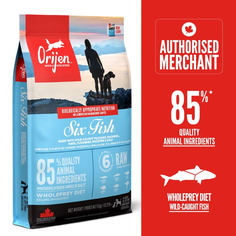 ORIJEN [33% OFF + FREE 340G | 11.4KG] ORIJEN Six Fish Dry Dog Food (3 Sizes) Dog Food & Treats