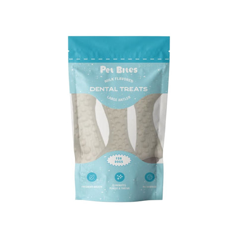 Pet Bites [37% OFF] Pet Bites Milk Large Antler Dental Dog Treats 165g Dog Food & Treats