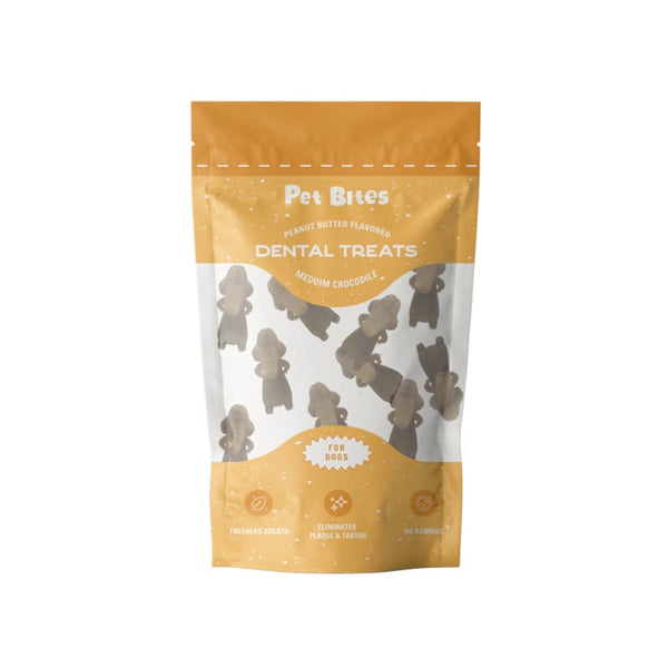 Pet Bites [37% OFF] Pet Bites Peanut Butter Medium Crocodile Dental Dog Treats 200g Dog Food & Treats