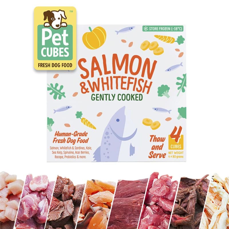 Pet Cubes [5% OFF + FREE BONE BROTH EVERY 4 CASES*] Pet Cubes Complete Gently Cooked Salmon & Whitefish Frozen Dog Food 2.25kg Dog Food & 