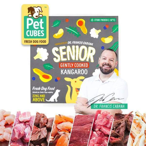 Pet Cubes [5% OFF + FREE BROTH*] Pet Cubes Gently Cooked Senior Kangaroo Frozen Dog Food 2.25kg Dog Food & Treats