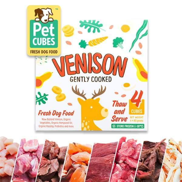 Pet Cubes [5% OFF + FREE BROTH*] Pet Cubes Complete Gently Cooked Venison Flank Frozen Dog Food 2.25kg Dog Food & Treats