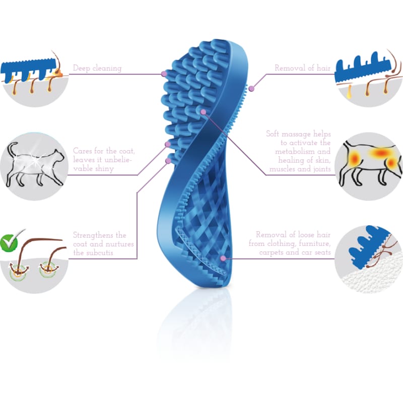 Pet + Me Pet + me Multi Functional Red Grooming Brush Firm Silicone for Dogs Dog Accessories