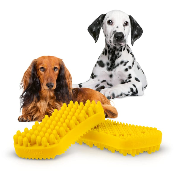 Pet + Me Pet + me Multi Functional Yellow Grooming Brush Medium Silicone for Dogs Dog Accessories