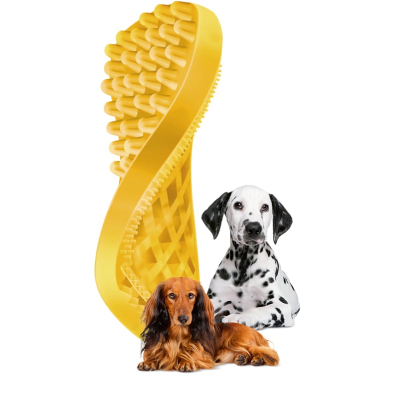 Pet + Me Pet + me Multi Functional Yellow Grooming Brush Medium Silicone for Dogs Dog Accessories