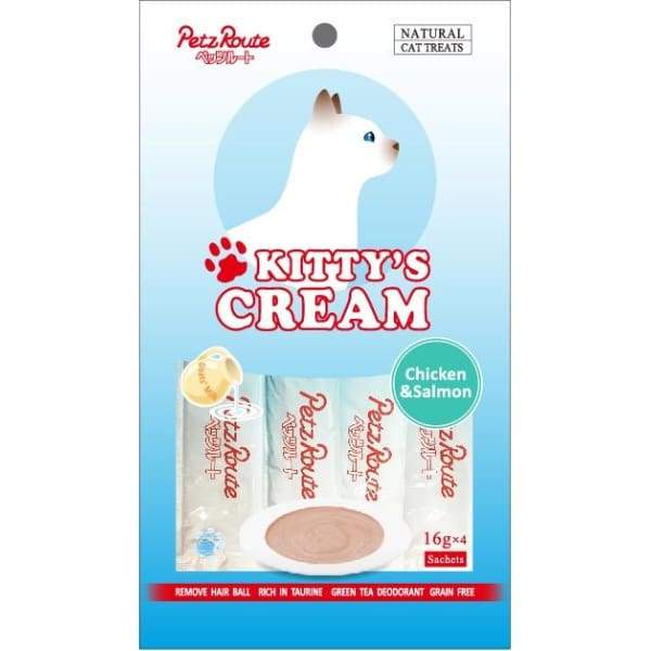 Petz Route [3 FOR $10] Petz Route Kittys Cream Chicken & Salmon Cat Treats 16g x 4 Cat Food & Treats