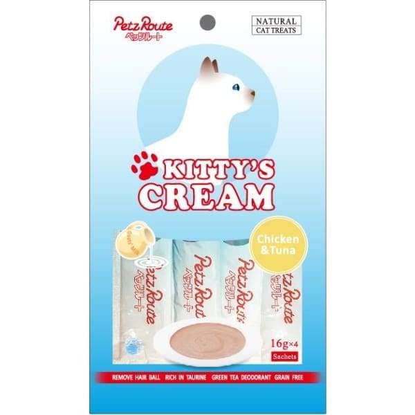 Petz Route [3 FOR $10] Petz Route Kittys Cream Chicken & Tuna Cat Treats 16g x 4 Cat Food & Treats